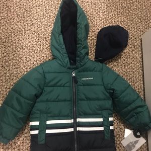 NWT London Fog 3t Winter Coat and black fleece hat